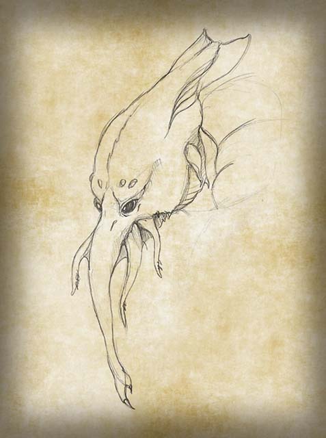 Cthlulu, Study Sea Monster, illustration, digital painting, fantasy art, concept art.